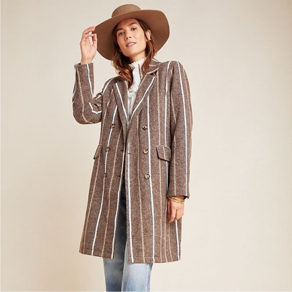 Women’s Anthropology Daria Striped Coat. Size Small